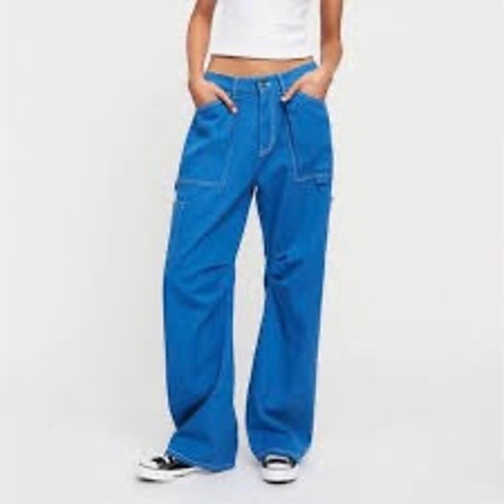 NWOT LIONESS MIAMI VICE SLOUCHY WIDELEG CARGO PANTS COBALT BLUE XS